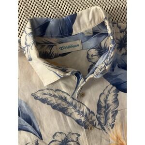 Mens Caribbean Linen‎ Blend Hawaiian Aloha Short Sleeve Shirt Size XL Relaxed